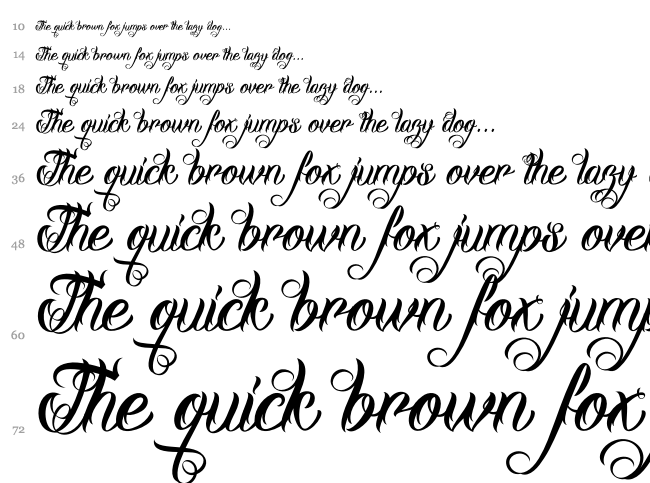 DHF Milestone Script font waterfall